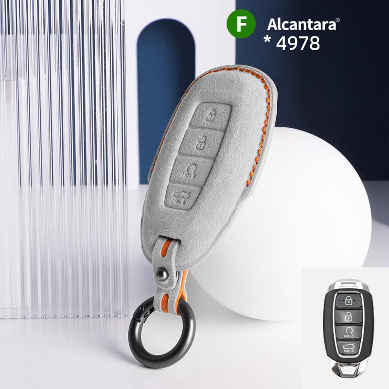 Alcantara For Hyundai Solaris Azera Elantra KONA Grandeur IG Accent Santa Fe Car Key Case Accessories Keychain Shell 2025 2025