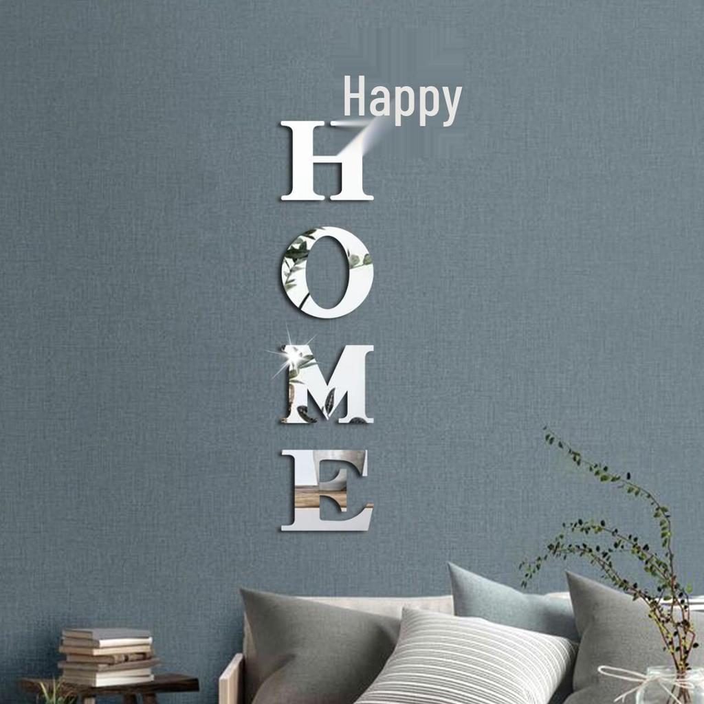 Englische Buchstaben "HOME" 3D Schmetterling Acryl Spiegel Wandaufkleber - Selbstklebende DIY Dekoration für Wohnzimmer.