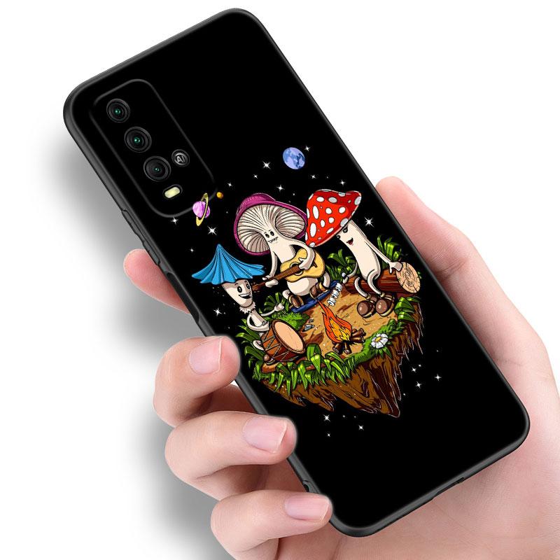 Hippie Mushroom Buddha Phone Case For Xiaomi Redmi Note 5 6 9T K20 K40 K50 Pro 7A 8A 9A 9C 9i 10A 10C A1 S2 Soft TPU Black Cover
