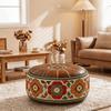 PU-Leder Boho-Stil Sitzkissenbezug Füllbares Design Aufbewahrung Beinbank Schlafzimmer