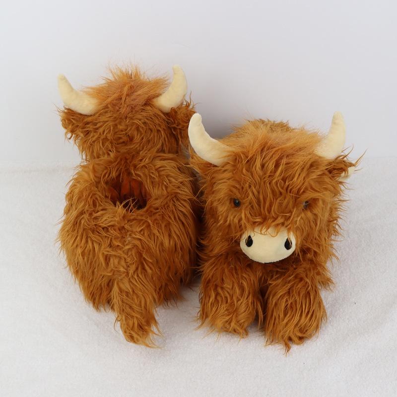Highland Cow Plush Slipper Warm Indoor Home Xmas Gift