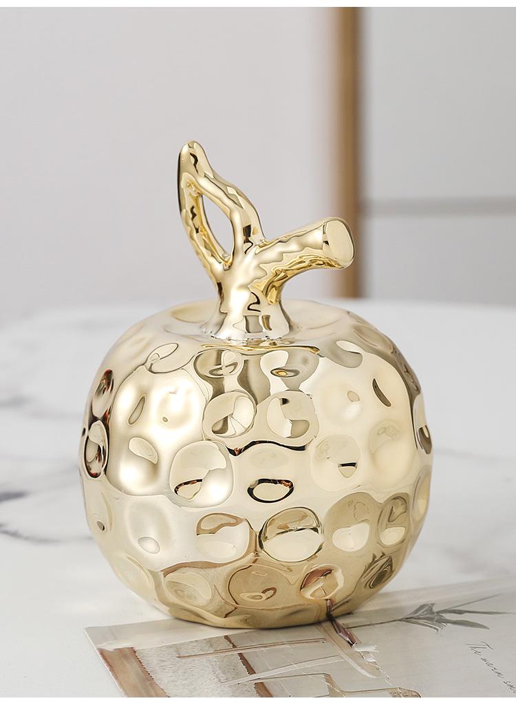 Ceramic Electroplated Sculpture Golden Silver Apple Pear Ornament Figurines Decoration Crafts Desktop Home Decor Accessories