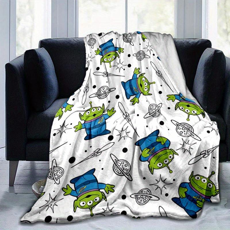 1pc Space Adventure Alien Blanket - Seasonal, Home Decor, Throw, Quilt, Soft Flannel Throw Blanket - Versatile & Cozy for Bedroom, Living Ro