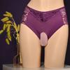 M-3Xl Large Size Sissy Pouch Panties Men Lace See Through Crossdressing Briefs Bullet Separation Underpant Gay Erotic Brief