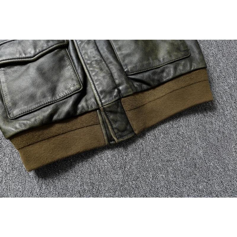 Jachete de zbor din piele, militară clasică A2, mărime chinezească, jachetă din piele de vacă veche, spălată cu piatră, pentru bărbați, haină pentru bărbați din piele moale