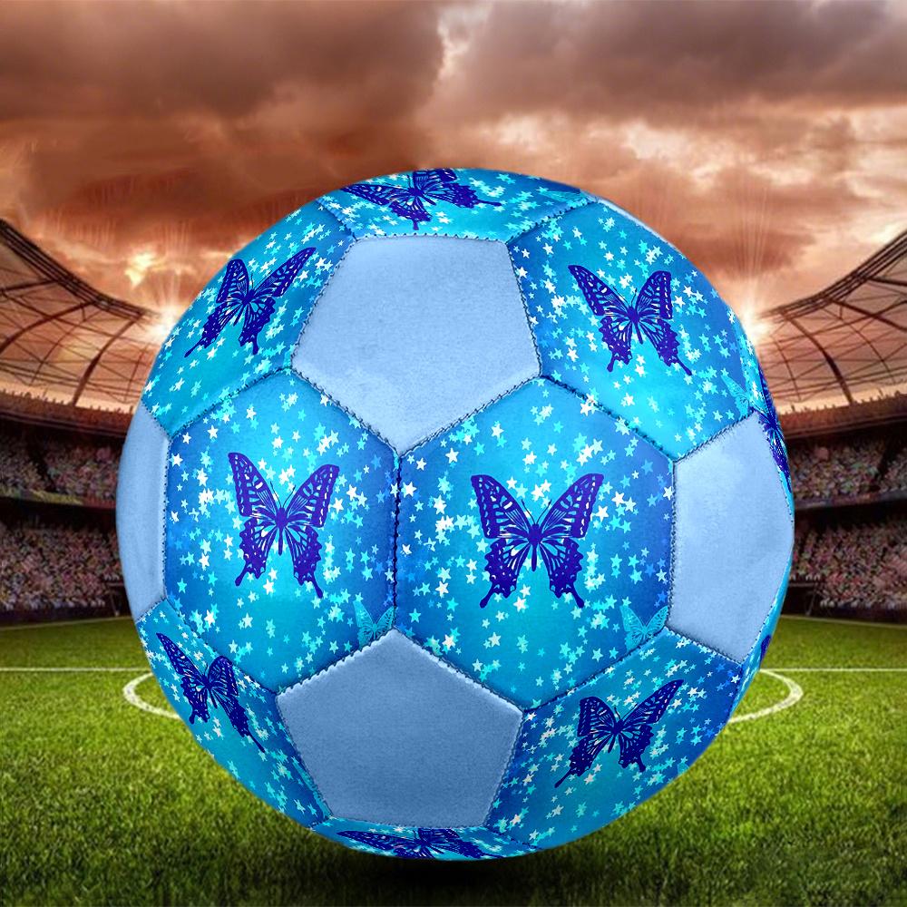1PC Blue Butterfly Stars Soccer Ball Size 5 Football Machine Sewn Indoor/Outdoor Universal Football Gift W32