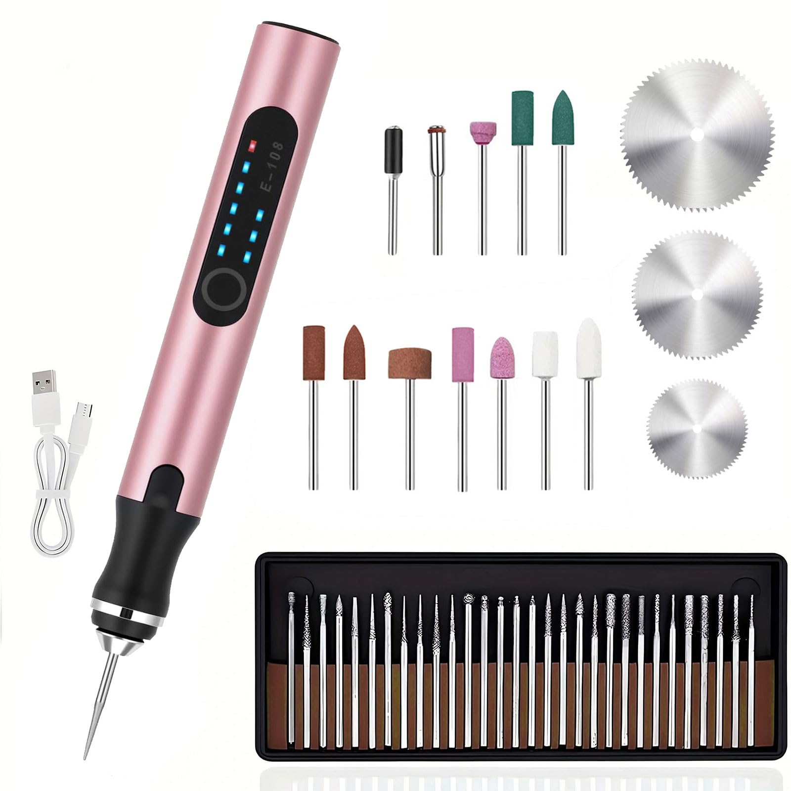 

Перезаряжаемая мини-дрель с электрической гравировкой DIY Набор для прецизионной обработки с 40 компактными сверлами для и смолы Электрический необходимый для мастерской