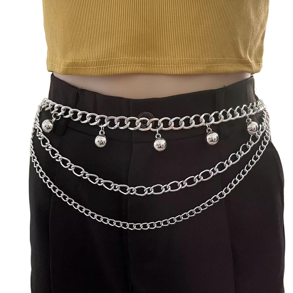 Retro Metal Waist Chain Women's Fashion High Sense CCB Ball Multi-layer Waist Chain with