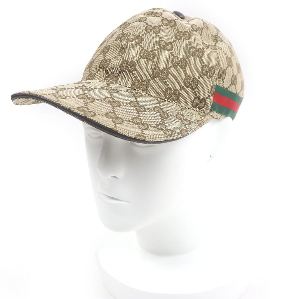 Excellent GUCCI Cap GG Canvas Web Line Baseball Beige Polyester Mens 200035 Used