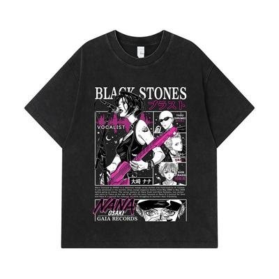 275 GSM Washed T-shirts 100% Cotton Nana V2 Black Stones Print Unisex Heavy Cotton T Shirt
