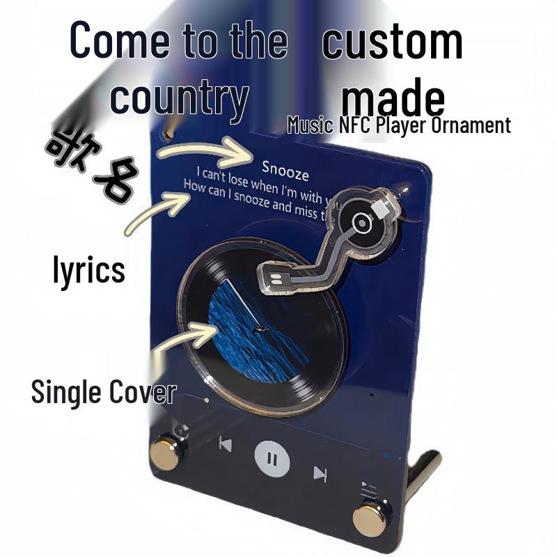 Acryl Drehbarer Schallplatten Schlüsselanhänger mit NFC für Musikliebhaber