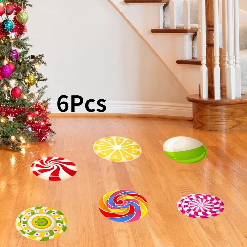 Christmas New Floor Sticker Candy Pattern Living Room Bedroom Floor Decoration Wall Sticker Home Christmas Decoration Sticker