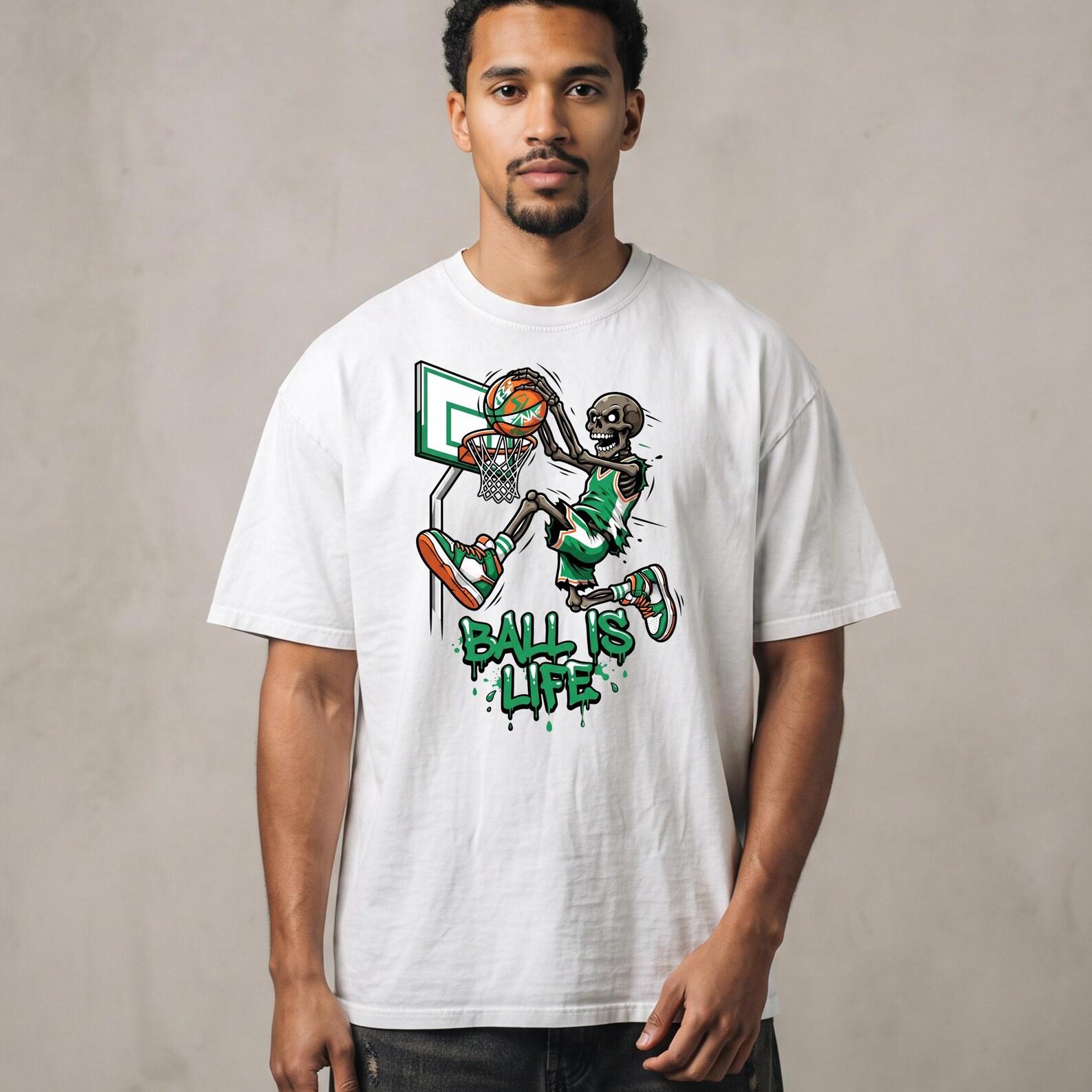 Ball Is Life Skeleton Dunk Tee | Graffiti Hoops Streetwear Basketball Gift 2XL