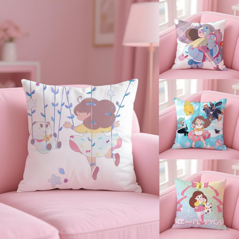 B-Bee And P-Puppycat Cushion Cover Soft Short Plush Double-Sided Printing Home Decor Machine Washable Pillow Case Gift