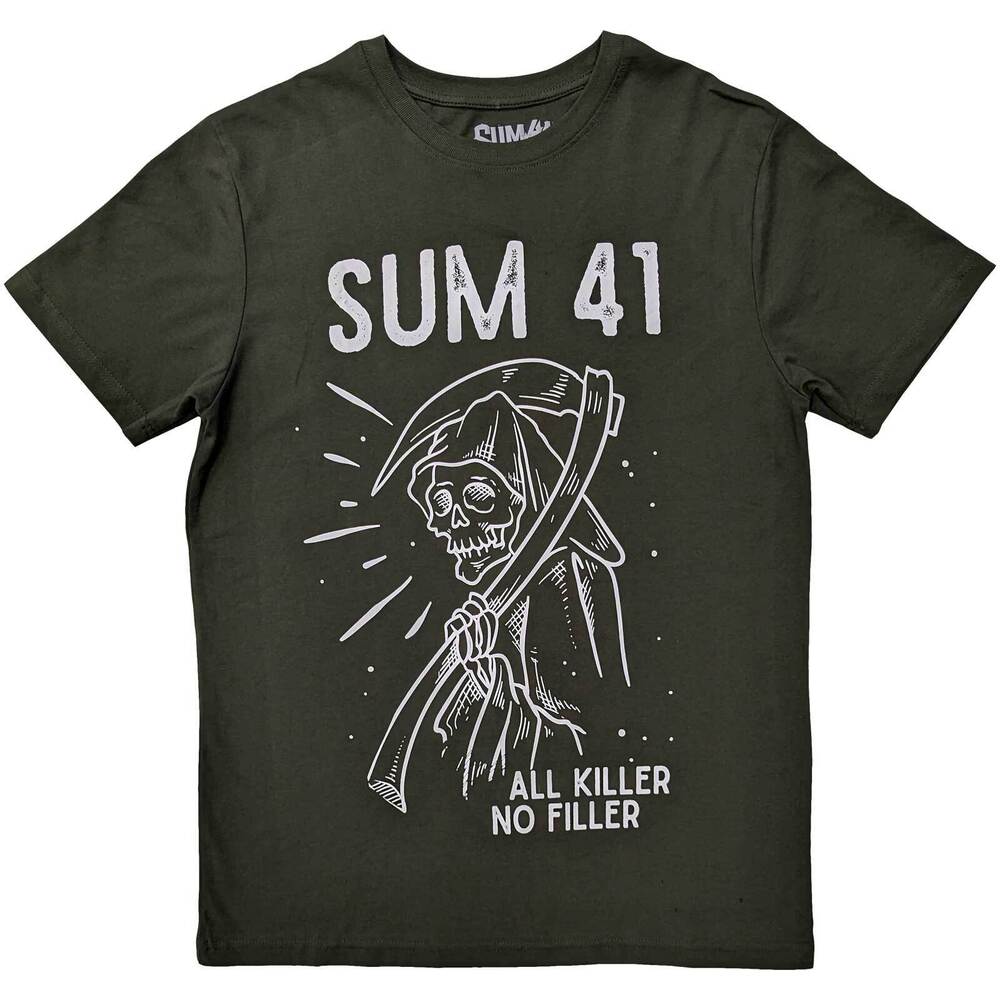 

Sum 41 T-Shirt All Killer No Filler Reaper Rock Official Green New M