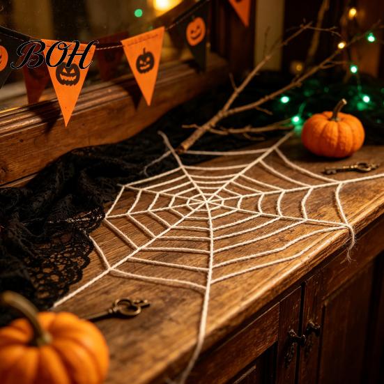 Theme Party Haunted House Props Halloween Giant Spider Web Decorations, Large Fake Furry Black for Home Outdoor, Indoor, Yard, Home, Decor Plush