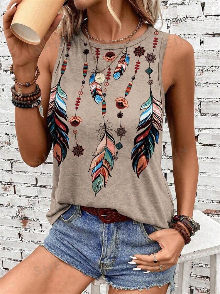 Outdoor Street Fashion Women's Sleeveless T-shirt Summer Casual Daily Crew Neck Tank Top Leopard Print Women's Elegant Tank Top