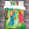 Anime Girls Duvet Cover Set,Funny Heidi and Family Cartoon Print Cartoon Print Quilt Cover Bedding Set Matching Pillowcase 75*50