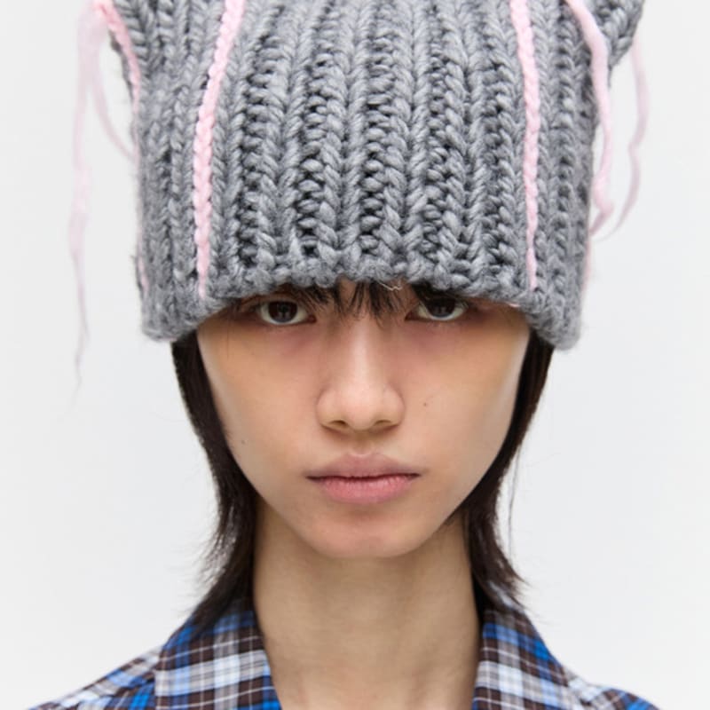 

PLZPROJECT 24 PUSSYCAT KNIT HAT, GRAY GREY
