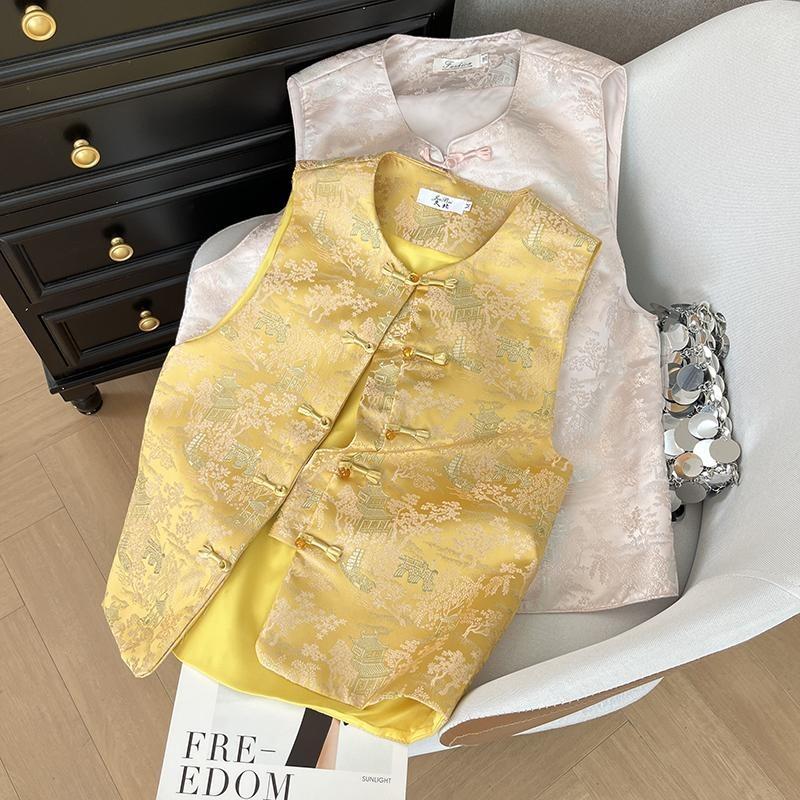 High-end vest women's 2025 early spring new two-color improved vest jacquard outside