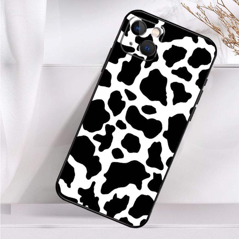 White Black Cow Print Shockproof Case For iPhone 17 15 16 Pro Max 11 14 Plus 12 13 Mini 16e 17 Air Phone Cover