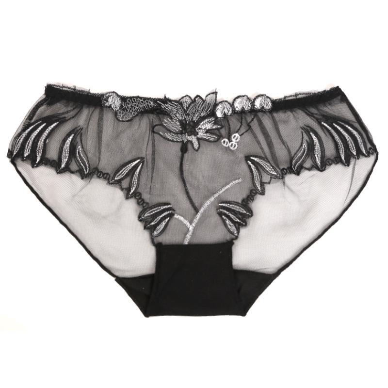 Plus Size Women's Sexy Lace Mesh Embroidered Triangle Panties