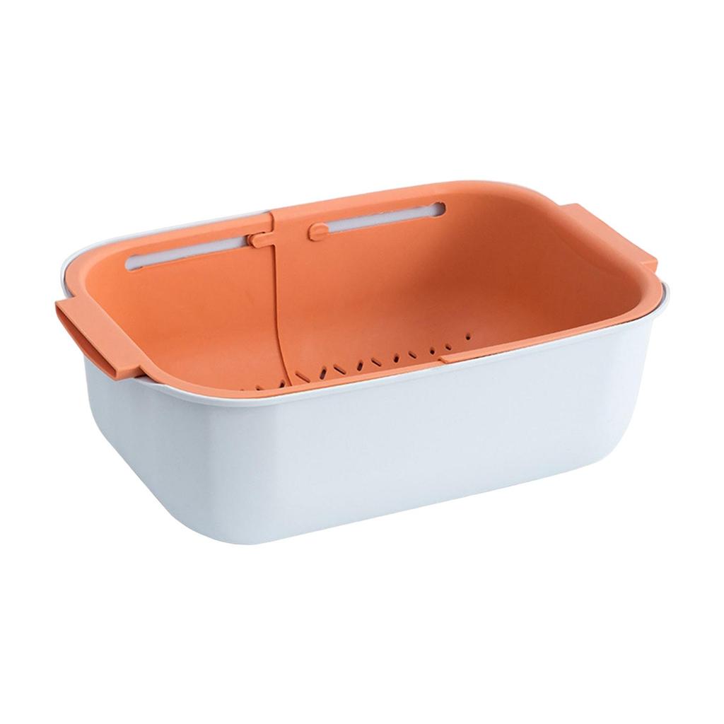 Double Layer Telescopic Drain Basket Detachable Kitchen Supplies Retractable with Handles fruits and