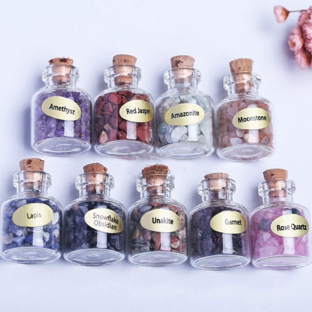 Amethyst Garnet Crystal Gemstones Chips Wishing Bottle Gravel Pendant Necklace Amethyst Garnet Crystal Gemstones Chips Wishing Bottle Gravel Pendant Necklace