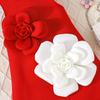 Girls' Light Luxury Dress Three-dimensional Red and White Flower Vest Dress Baby Sweet Banquet Outgoing Dress