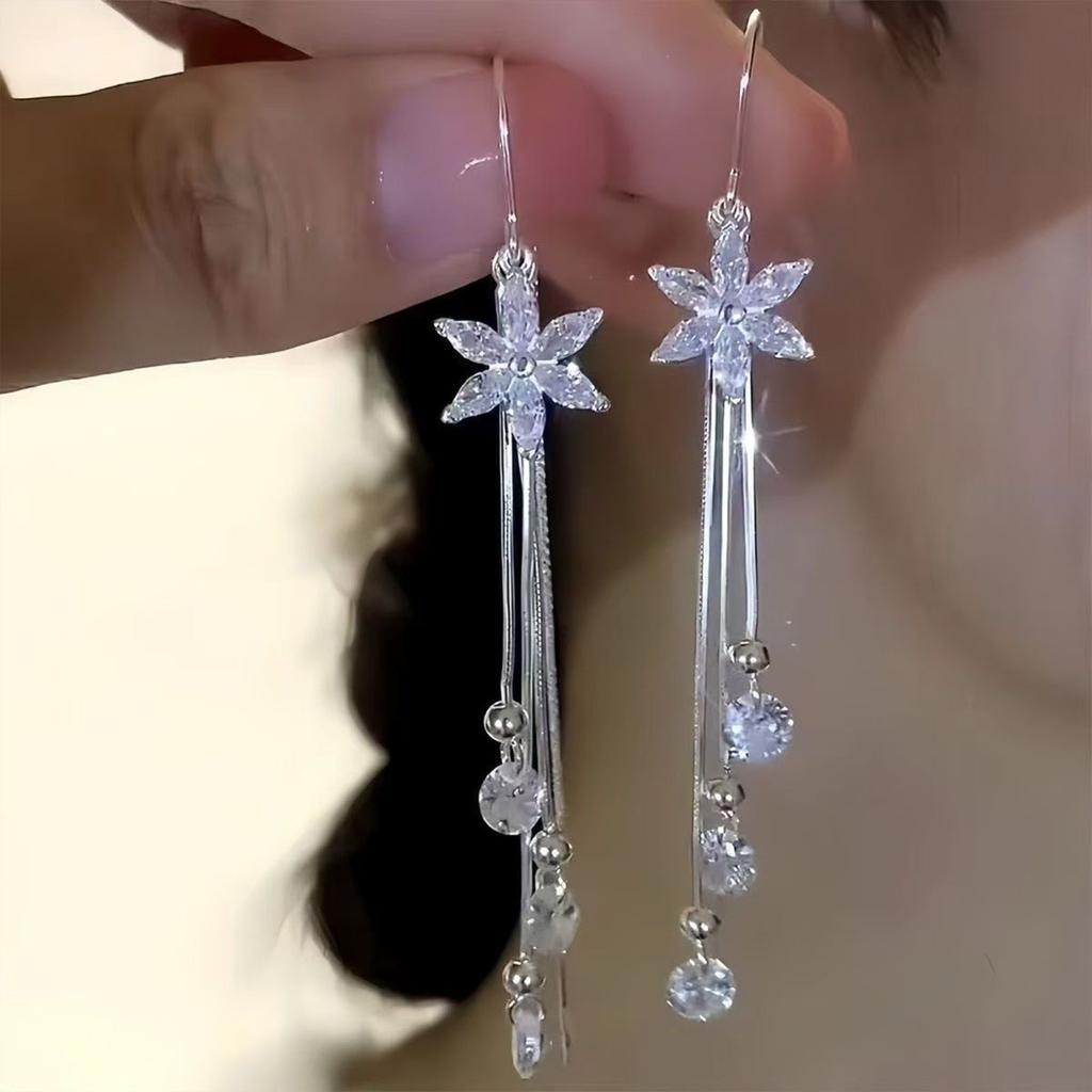 1011 new silver chain fringed ear line femininity Internet celebrity fashion personality exquisite earrings ear jewelry women