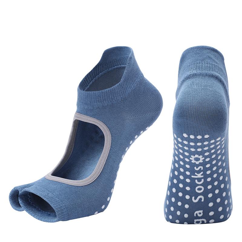 

1 Пара Жіночі Силіконові Нековзні Шкарпетки для Пілатесу з Двома Пальцями, Шкарпетки для Йоги з Розділеним Пальцем та Відкритою П ятою, Шкарпетки для Занять у Приміщенні, Танців, Фітнесу, Тренажерного Залу, Спортивні Шкарпетки для Жінок синій