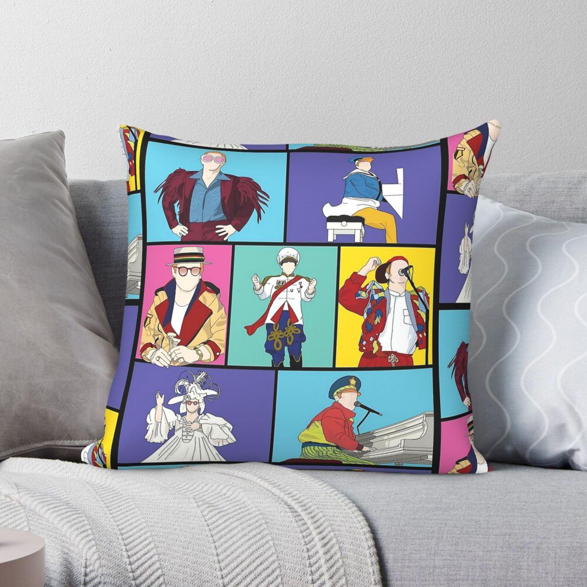 Exquisite Ornaments Unisex Rocketman Elton John Square Pillowcase Polyester Linen Velvet Creative Zip Decorative Home Cushion Cover