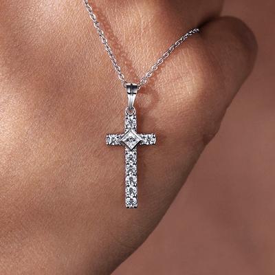 Cross Inlaid Zircon Necklace, Personalized Sweet And Cool Wind Pendant Jewelry, Shiny And Exquisite Temperament