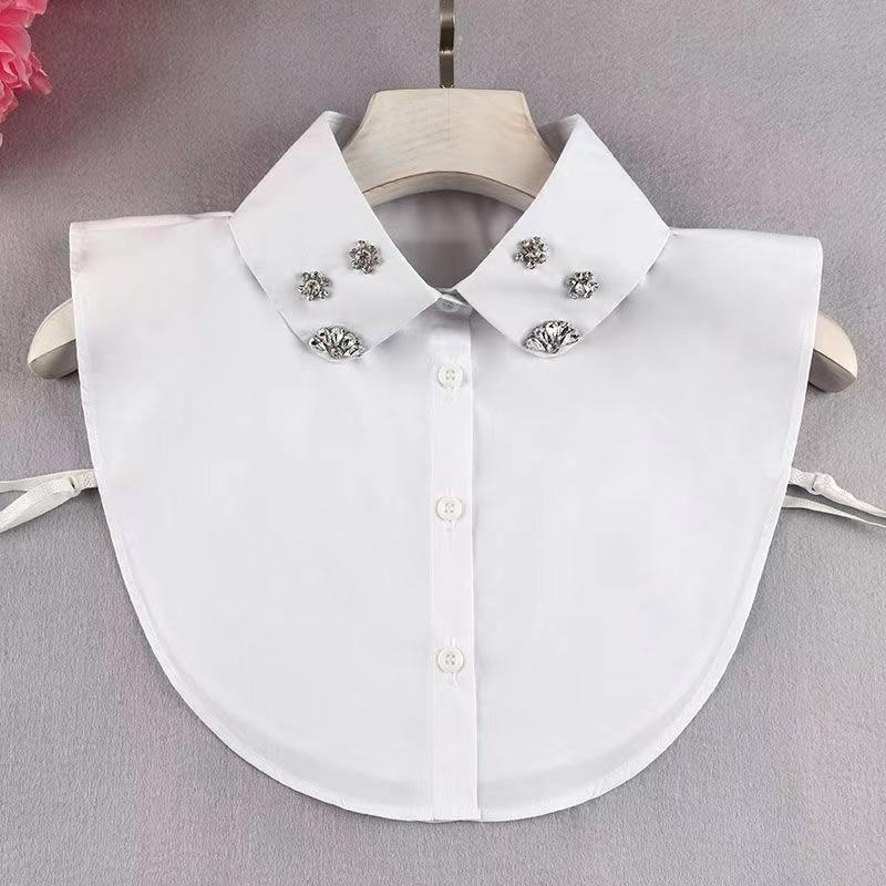 Ins Fake Collar Plaid Shirt Detachable Collars Solid Shirt Womens Dickie Collar White Girls Top Clothes Dickey Collar For Women