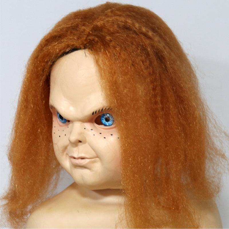 Ghost Doll Reincarnation Movie Prop Chucky Doll Latex Mask Halloween Bar Party Mask Horror Ghost Headgear