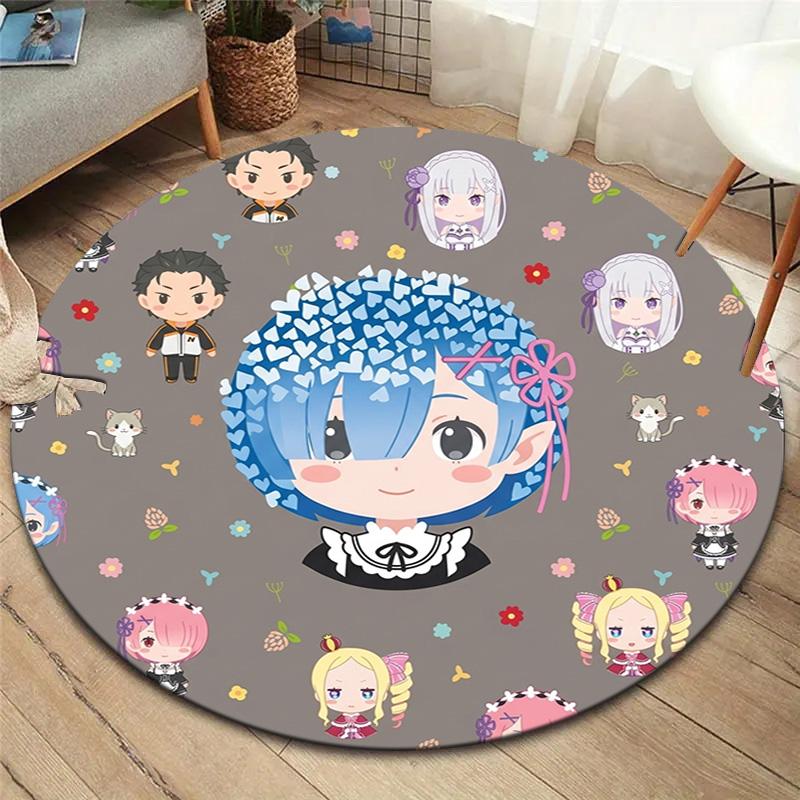 Re Zero Round Area Rug Carpet Rug For Living Room Bedroom Sofa Playroom Decor Nonslip Floor Mat