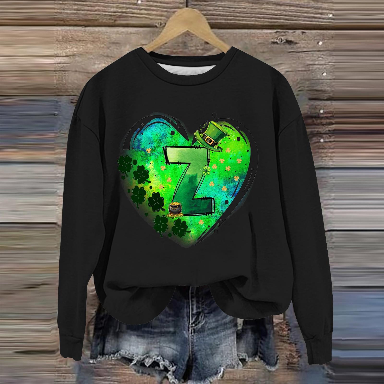 

Женская мода ул.. День Святого Патрика Печатный Длинный Рукав Свободный Круглый Вырез Толстовка Топ Осень XXXXL