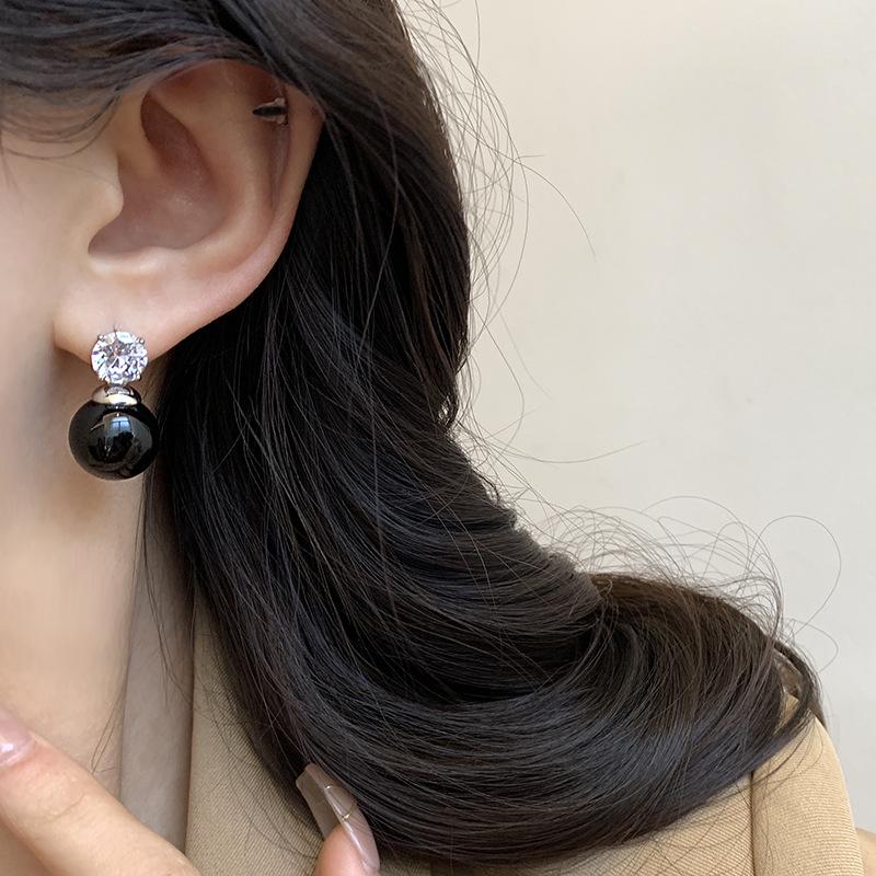 Luxurious Shijia Pearl Earrings for Women: Super Shiny, Exquisite Micro-Inlaid 5A-Grade Zircon, Celebrity-Style Design.