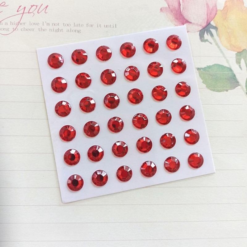 Sticker Beautiful Acrylic Red 3-4-5-6-8mm Double-sided Tape Bottom Decorative Face Sticker Single Round Diamond Beauty Mole