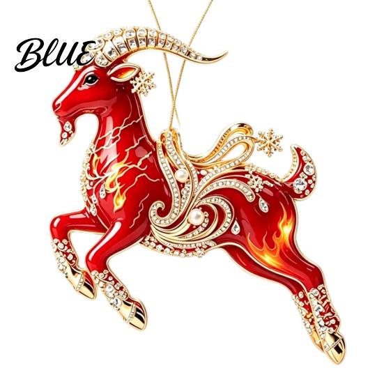 Decorative Hanging Ornaments for Tree 2PCS Christmas Goat Ornaments 2D Acrylic Festive Party Supplies Pendants Lightweight Holiday Home Decor