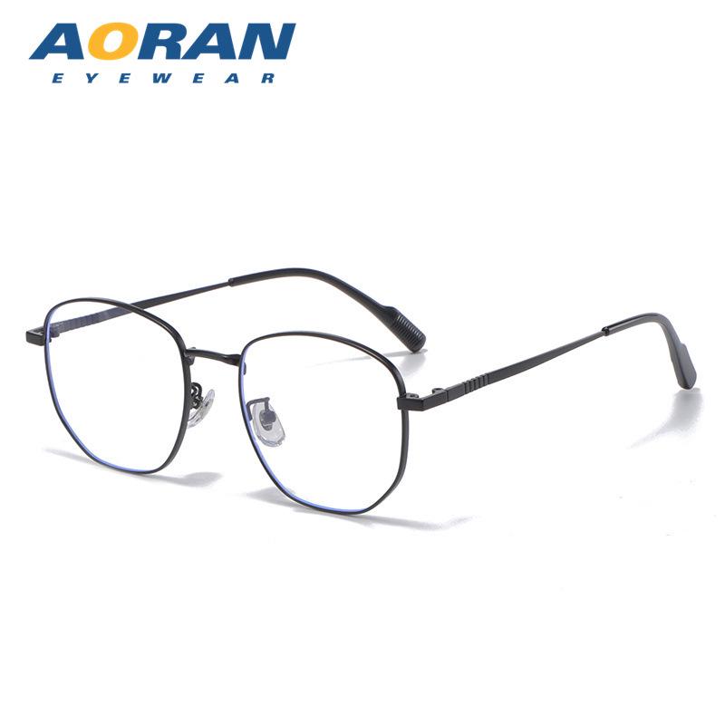 Men's Flat Light Polygon Eyeglass Frame, Enhances Facial Appearance, Women's Glasses with Myopia and Blue Light Protection.
