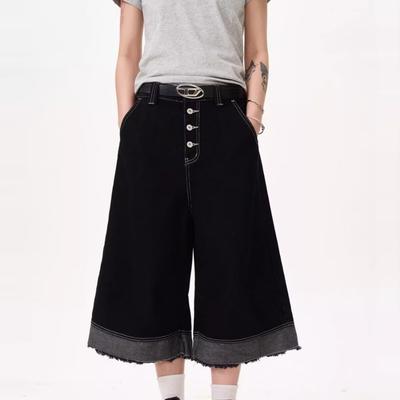 JYL Women's Wide-Leg Jeans American High-Street Summer New Washed High-Waist Denim