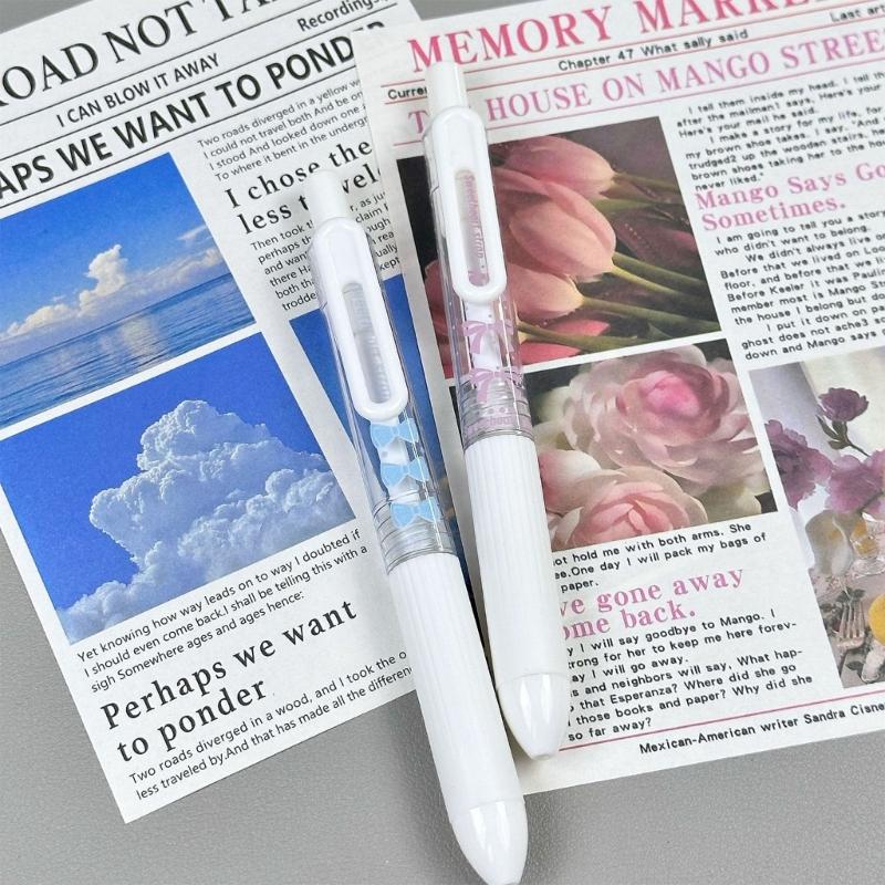 4Pcs Lace Ribbon Gel Inks Pen Retractable Gel Pen Ergonomic Grip 0.5MM Tip Fast Drying Inks for Office School Supplies