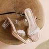 Fashion Low Glitter Slides Shoes Transparent Slippers Square heel Slipers Women Fashion Heeled Mules Jelly Block 2025 Luxury High Rome C