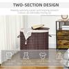 100L Bamboo Laundry Basket with Lid, Washing Basket with 2 Compartments, Handles, Removable Liner, Brown