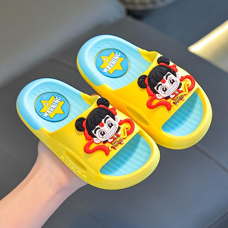Children's Non-slip Summer Slippers - Boys' & Girls' Nezha and Ao Bing Styles 2025