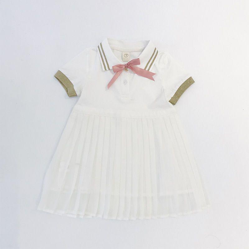 2024 Girls' Short-Sleeve White Princess Dress - Fashionable Summer & Autumn Children's Clothing