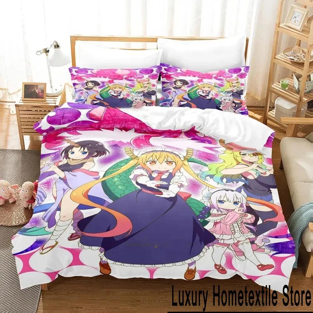 Anime Miss Kobayashi's Dragon Maid Bedding Set Duvet Cover Bed Set Quilt Cover Pillowcase Comforter King Queen Size Boys Adult