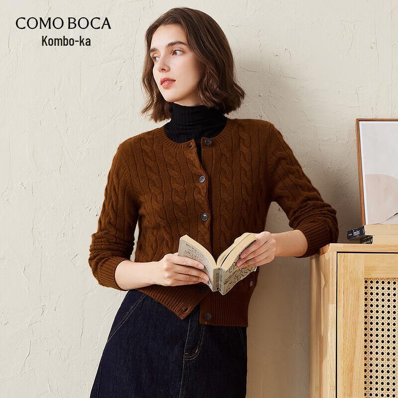 Kemengboka Women's Thickened Cable Knit Cashmere Cardigan