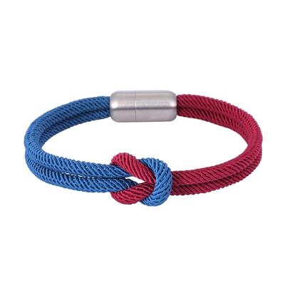 Men Women Bracelet Color Mixing Knot Leather Stainless Steel Buckle Navy Style Friendship Jewelry Pulseras